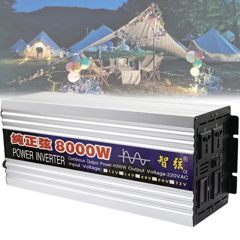 1000W/2000W/3000W/4000W/5000W/6000W/8000W Pure Sine Wave Power Inverter 12V 24V 48V 60V DC to 110V 230V AC Car Plug Inverter Adapter Power Converter with 2 AC Outlets Car Charger,8000W-24Vto220V