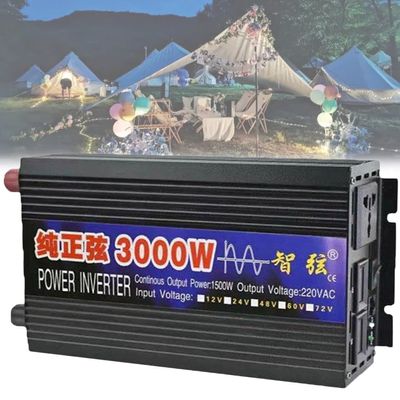 1000W/2000W/3000W/4000W/5000W/6000W/8000W Pure Sine Wave Power Inverter 12V 24V 48V 60V DC to 110V 230V AC Car Plug Inverter Adapter Power Converter with 2 AC Outlets Car Charger,3000W-12Vto110V