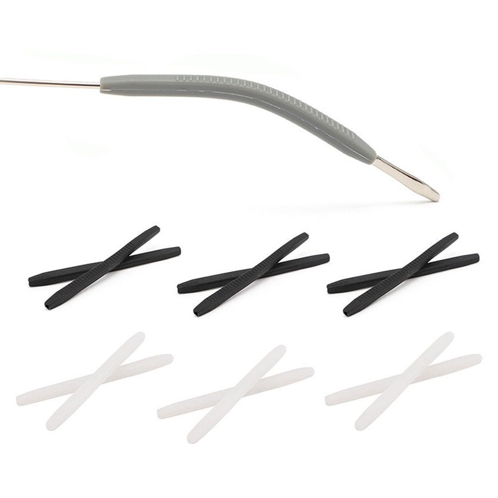 UPIONIC Silicone Glasses End Tip Grips, Anti-Slip Eyeglass Ear Sock Pieces Tube Sleeve, Silicone Elastic Comfort Eyeglasses Retainer For Thin Temples(6 Pairs,Black&White)