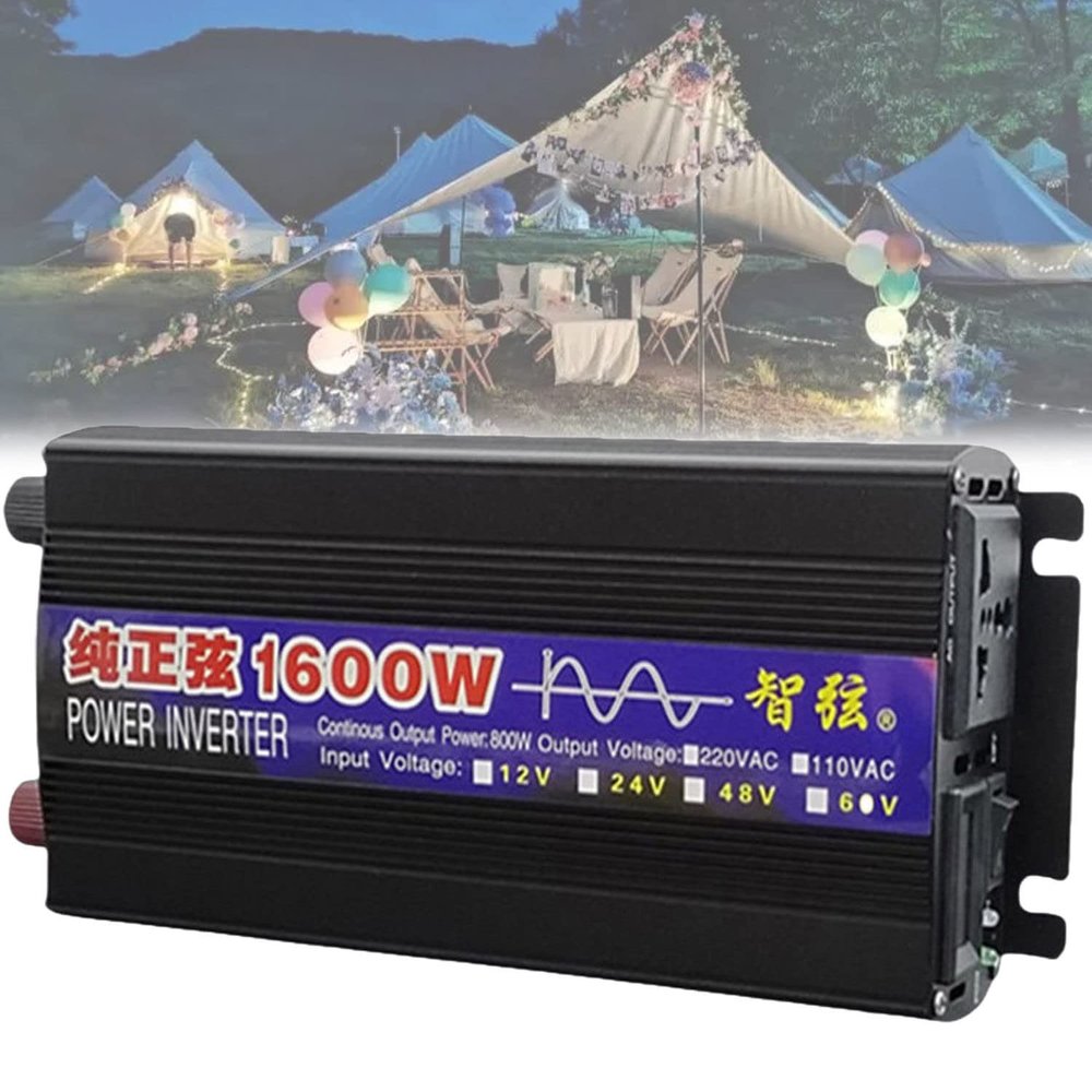 1000W/2000W/3000W/4000W/5000W/6000W/8000W Pure Sine Wave Power Inverter 12V 24V 48V 60V DC to 110V 230V AC Car Plug Inverter Adapter Power Converter with 2 AC Outlets Car Charger,1600W-48Vto110V