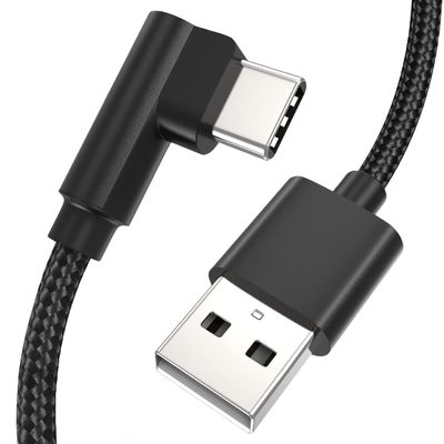 1FT 90 Degree USB C Cable Short, 3Pack Right Angle USB Type C Charger Cable Fast Charging, 3A USB A to USB C Nylon Braided Cord for iPhone 17 16 15 Pro Max Plus, Galaxy S24 S23,Note 20, Moto G, LG,PS5