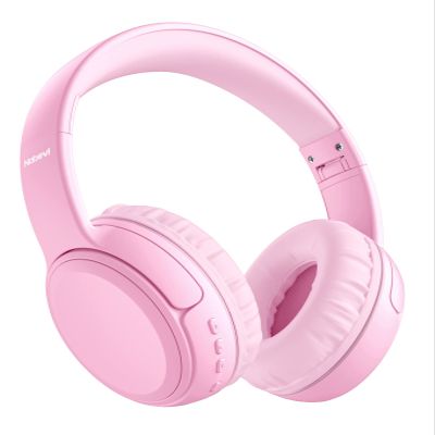 Nabevi Kids Headphones, Over-Ear Headphones Bluetooth Wireless Kids with Mic, 85/93dB Volume Limited, Stereo Sound, Wired Inline AUX Cord Headphones for Children Boy Girl Teens, Pink