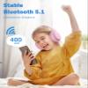 Nabevi Kids Headphones, Over-Ear Headphones Bluetooth Wireless Kids with Mic, 85/93dB Volume Limited, Stereo Sound, Wired Inline AUX Cord Headphones for Children Boy Girl Teens, Pink view 2