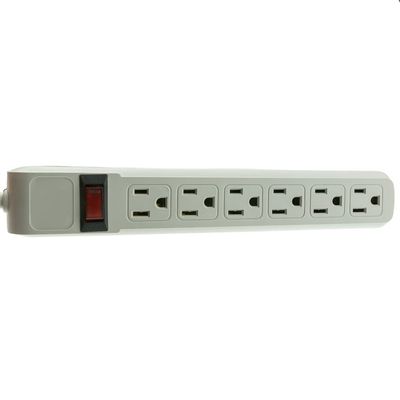 Cable Central LLC Surge Protector, Flat Rotating Plug, 6 Outlet, Gray Horizontal Outlets, Plastic, Power Cord 10 Feet