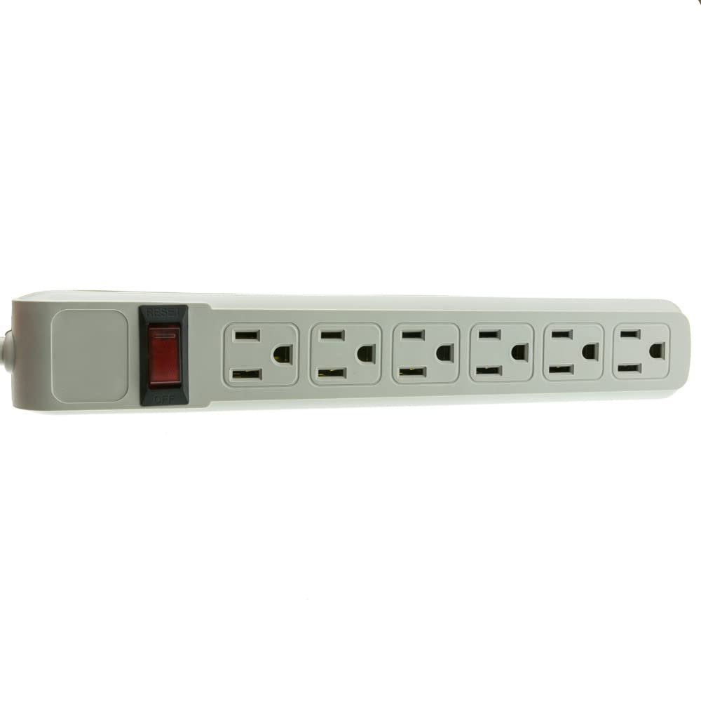 Cable Central LLC Surge Protector, Flat Rotating Plug, 6 Outlet, Gray Horizontal Outlets, Plastic, Power Cord 10 Feet
