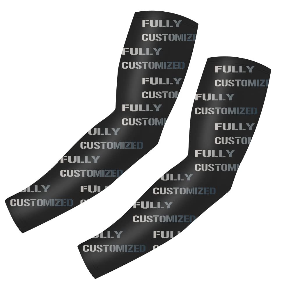 DIYUME Add Your Logo Photo Text Football Arm Sleeves for Soccer Training Sessions Players (1 Pair M)