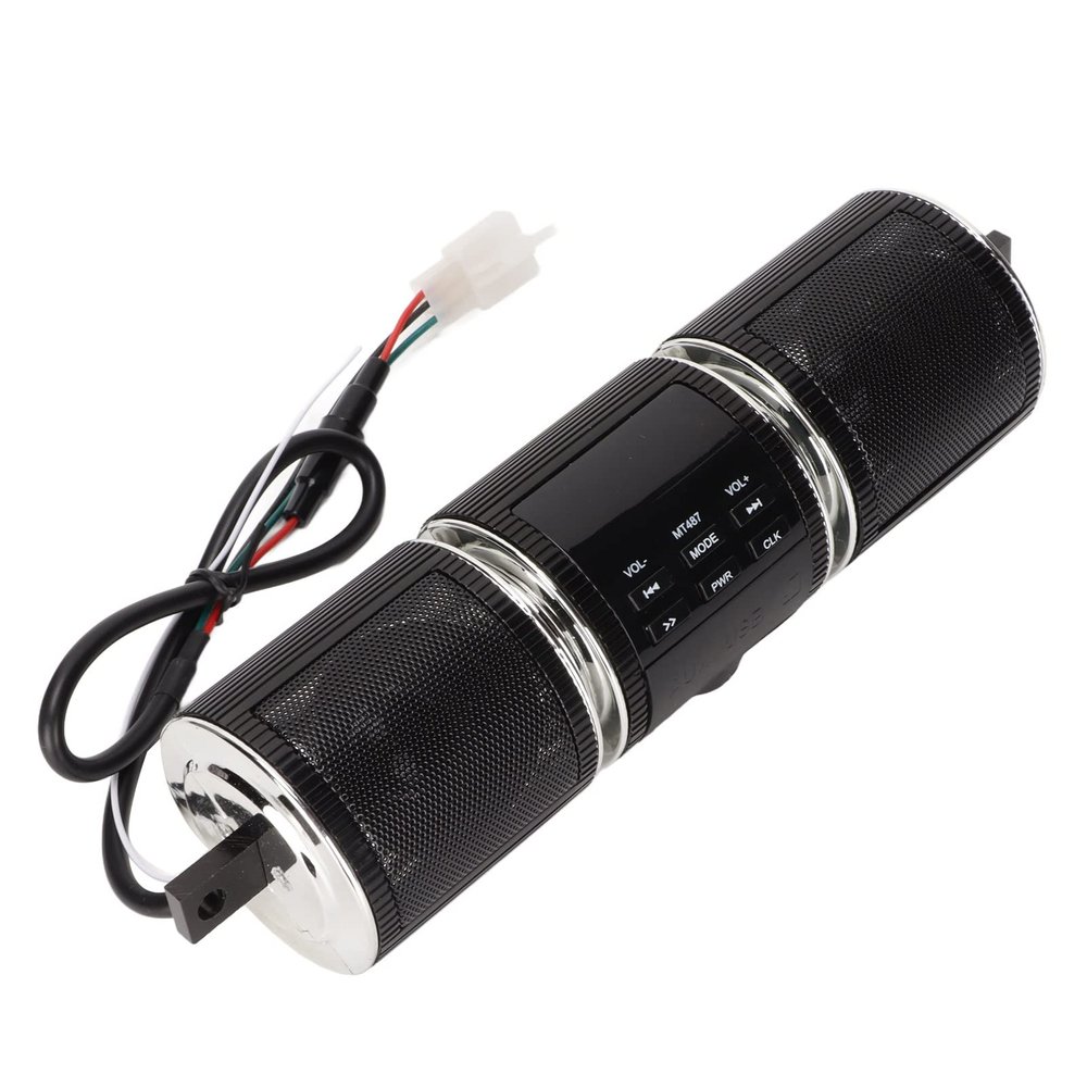 Septpenta Waterproof Bluetooth Motorcycle Stereo Speakers, Built in Installation Tool, Plug and Play, 10M Connections Distance, DC 12V Audio Sound System for 7/8 to 1.25 in Handlebars(Black)
