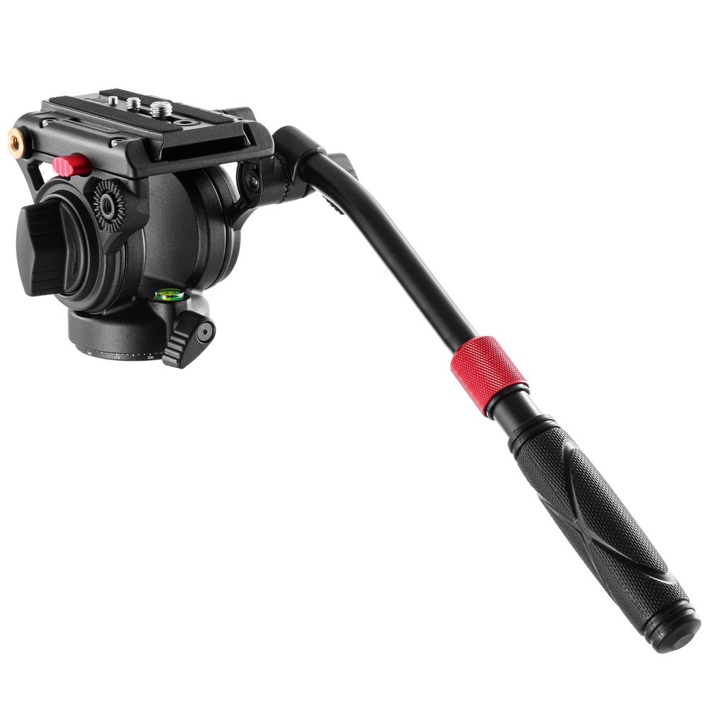 NEEWER Video Tripod Fluid Head with Quick Release Plate, Telescopic Handle & Panorama Scaled Base (55mm), Max Load 13.2lb/6kg, Heavy Duty for DSLR Video Cameras, GM001