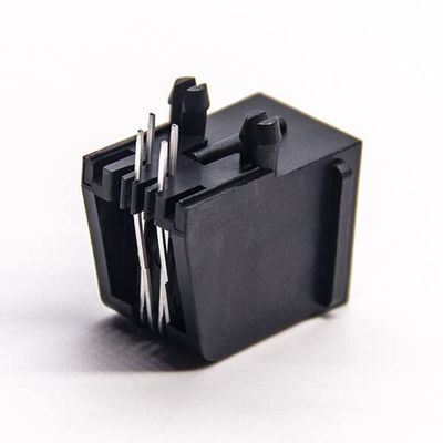 30PCS RJ11 Socket 2P2C Unshielded Connector Through Hole Black Shell