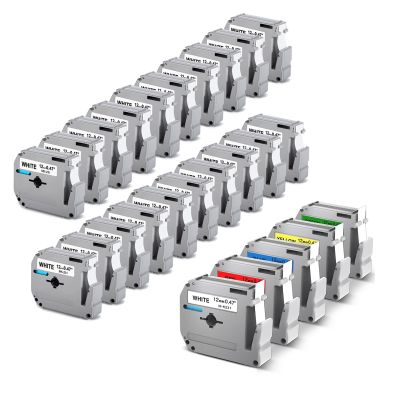 21 White + 4 Color Compatible with Brother PTouch Label Maker Tape Refill 12mm 0.47 M Tape M-K231 M-K231S M231 MK231 M-231 for Brother PTouch PTM95 PT-65 PT-70 PT-70bm PT-45 More