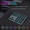 Doohoeek Bluetooth & 2.4G USB Wireless Numeric Keypad for Laptops, PC Computers Macbooks & Tablets, Dual Mode Number pad 34 Keys with 7-Color Backlit for Windows, MacOS & iOS, Gray view 2