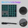 Doohoeek Bluetooth & 2.4G USB Wireless Numeric Keypad for Laptops, PC Computers Macbooks & Tablets, Dual Mode Number pad 34 Keys with 7-Color Backlit for Windows, MacOS & iOS, Gray view 4