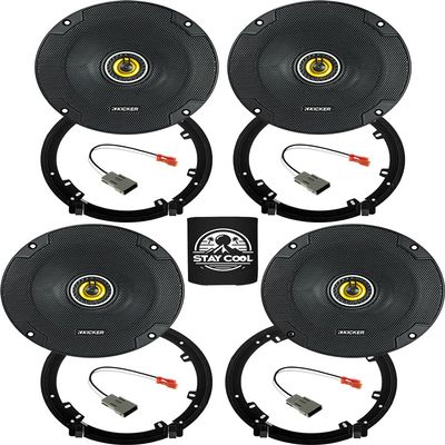 KICKER Speakers 6.5 inch for Honda Pilot 2009-2022 Upgrade Kit - 4 Pack of CS Series with Adapters and Harness, Coaxial 6 1/2 Car Audio Front and Rear Door Speaker CSC65, 46CSC654