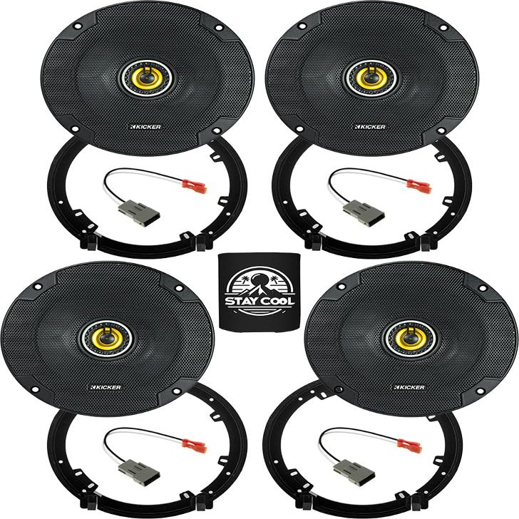 KICKER Speakers 6.5 inch for Honda Pilot 2009-2022 Upgrade Kit - 4 Pack of CS Series with Adapters and Harness, Coaxial 6 1/2 Car Audio Front and Rear Door Speaker CSC65, 46CSC654