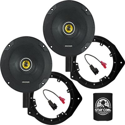 KICKER Speakers 6.5 inch for Cadillac Escalade ESV/EXT 2007-2014 Upgrade Kit - Pair of CS Series with Adapters and Harness, Coaxial 6 1/2 Car Audio Front Door Speaker CSC65, 46CSC654