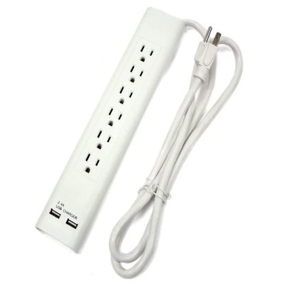 2.4A USB Port 6 Outlet Surge Protector Slim Power Strip ETL Listed Fast Charge