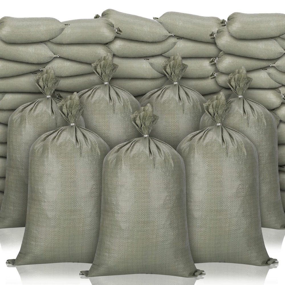 Nuenen 200 Pcs Empty Sandbags Heavy Duty Sand Bags with Ties Woven Polypropylene Sand Bags Bulk for Flooding 16 x 26 Inches Sandbag Flood Protection for Emergency Hurricane Supplies(Green)
