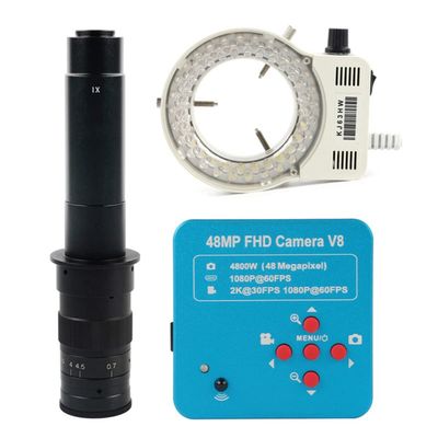 JUIYU Microscope Accessories Kit 48MP 2K 1080P 60FPS HDMI USB Industry Video Microscope Camera Microscope Slides (Color : 300X Lens LED Light)