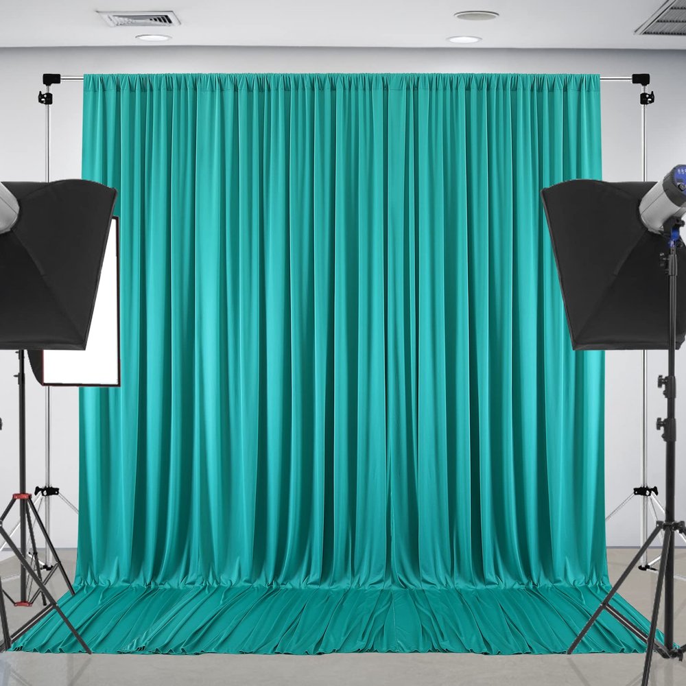 10 ft x 10 ft Wrinkle Free Turquoise Backdrop Curtain for Parties, Thick Polyester Teal Photo Backdrop Drapes,2 Panels 5ft x 10ft for Baby Shower Wedding Engagement Birthday Mermaid Party