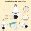 ORLMA Light Bulb Security Camera/360 Degree E27 Camera Outdoor Home Surveillance Cameras System with Human Motion Detection and Alarm/Two-Way Audio (White-2pc) (1080p) view 2