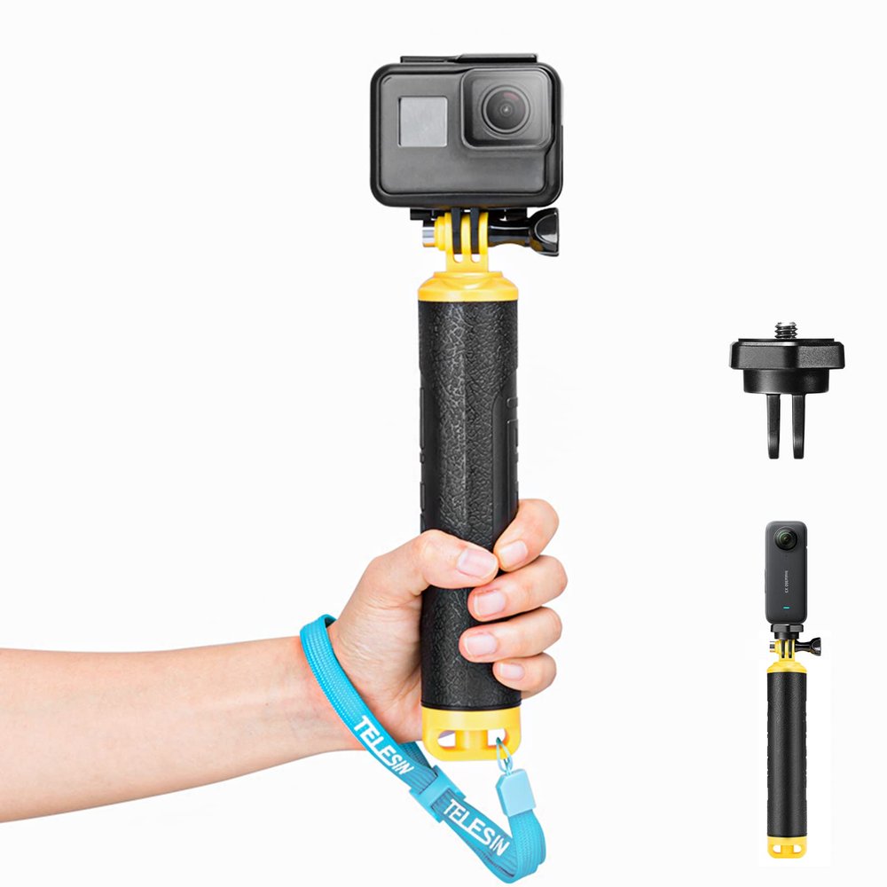 TELESIN Floating Hand Grip for GoPro Hero 13 12 11 10 9 8 7+ Series, DJI, Insta360 Most Action Cameras, Underwater Selfie Stick Suitable for Surfing, Snorkeling, Underwater Shooting
