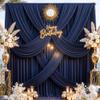 10 ft x 10 ft Wrinkle Free Navy Blue Backdrop Curtains Panels, 2 Panels 5ft x 10ft Sikly Polyester Photo Backdrop Drapes for Graduation Baby Shower Wedding Birthday Parties Photography Background view 2