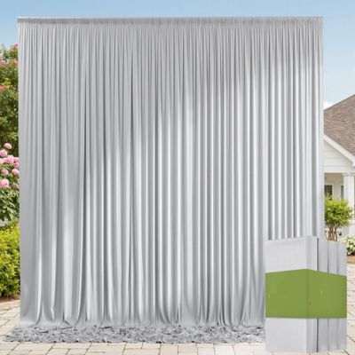 20ft x 10ft Wrinkle Free Silver Backdrop Curtain for Parties, Thick Polyester Backdrop Drapes for Wedding Space Birthday Party Background Baby Shower Decor