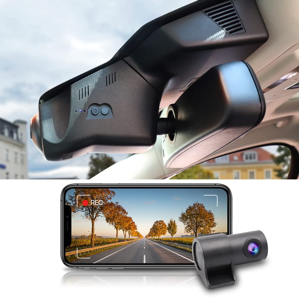 Fitcamx Front 2K+Rear 1080P Dash Cam Adapts for Jaguar F-Pace 2022-2026 (Model 6321) P250 P340 P400 R-Dynamic S SVR X761, Dual HD Video, OEM Style, WiFi & APP, Loop Recording, G-Sensor, 64GB Card