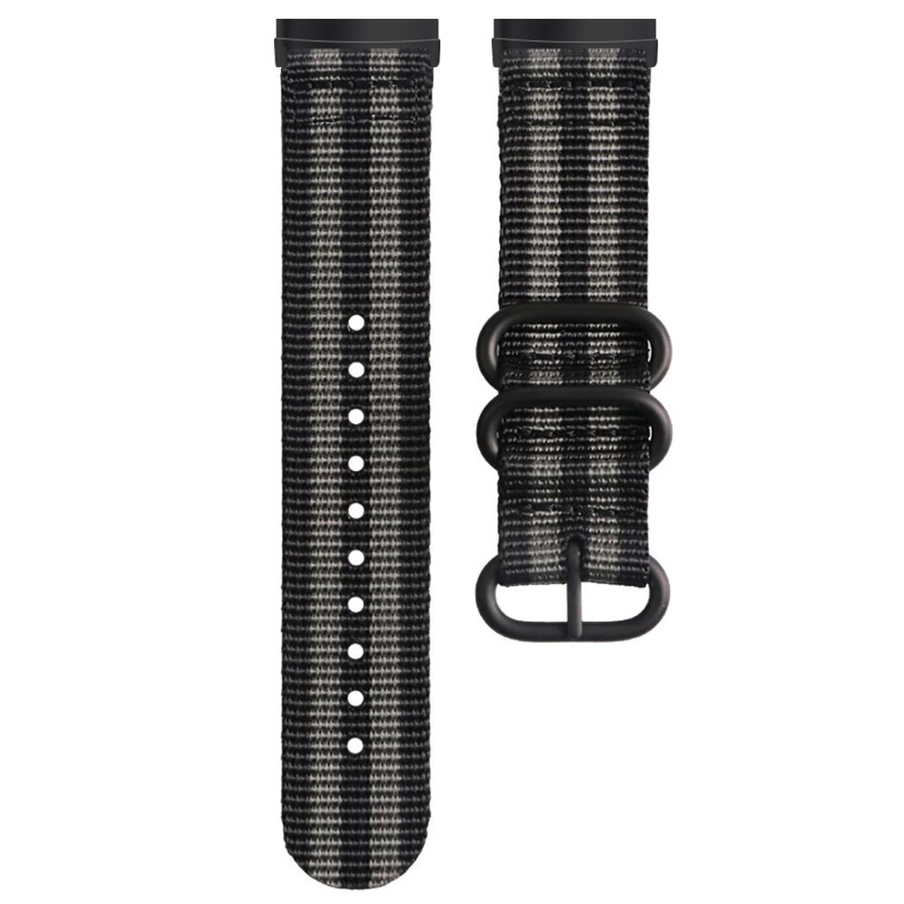 Military Ballistic Nylon Strap Replacement for Fitbit Versa 4/Versa 3/Sense/Sense 2 Watch Bands, Soft Woven Nylon Wristband for Versa 4 Bracelet for Men (Black/Gray)