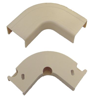 Cable Central LLC (5 Pack) 1.25 inch Surface Mount Cable Raceway, Ivory, Flat 90 Degree Elbow
