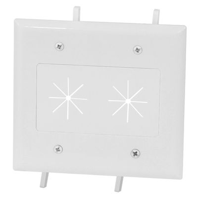 Cable Central LLC (5 Pack) Easy Mount Series Dual Gang Cable Passthrough Wall Plate with Flexible Opening, White