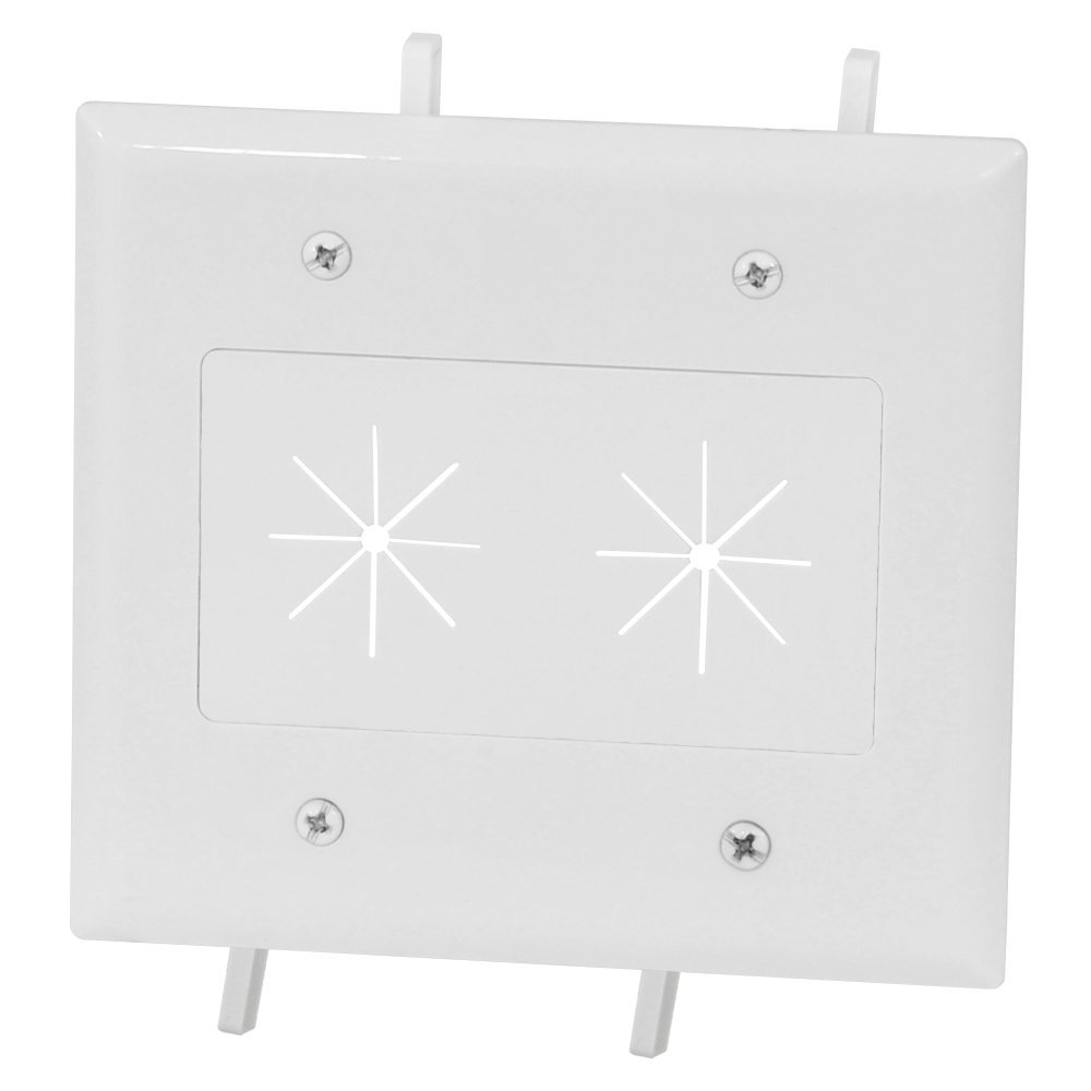 Cable Central LLC (5 Pack) Easy Mount Series Dual Gang Cable Passthrough Wall Plate with Flexible Opening, White