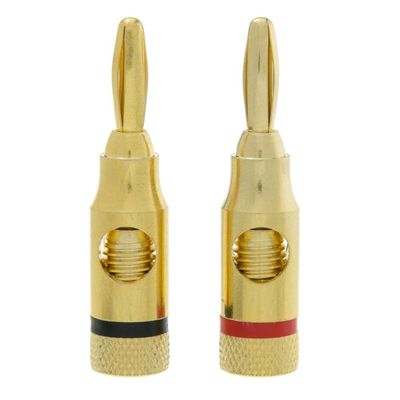 Cable Central LLC (5 Pack) Banana Plug for Speaker Cable, Brass, Black and Red, 2 Piece