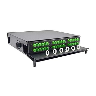Cable Central LLC (5 Pack) 2U Fiber Optic Patch Panel, Capacity 6 LGX Adapter Plates/Cassettes/Modules, Unloaded, Lexan Front Door, Black Powder Coat
