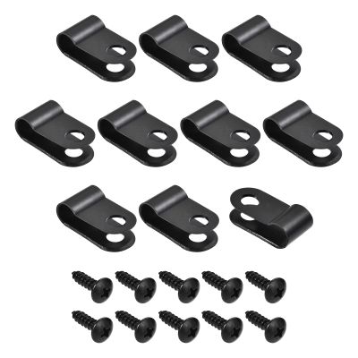 Rebower R-type Cable Clips Wire Management Clamp (with Screws), [for Keeping Wire Neat ] - Nylon / 0.21-inch/Black / 50 Pcs