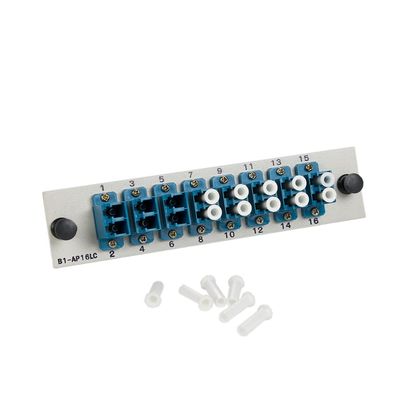 BISMON 8 pcs Duplex LC Adapters Plate LGX Footprint Fiber Patch Panel Loaded 16 Fiber Ports Couplers ODF Enclosure Rack Mount - LC UPC Blue Color Compatible with Singlemode 9/125um 1.25G/10GB