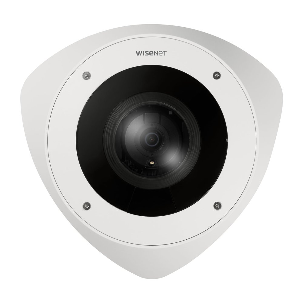 HANWHA Techwin TNV-7011RC 3MP WDR Vandal Anti-Ligature Corner Mount IR Camera with Wide Field-of-View (FOV), 2.8mm Fixed Lens, Built-in Microphone