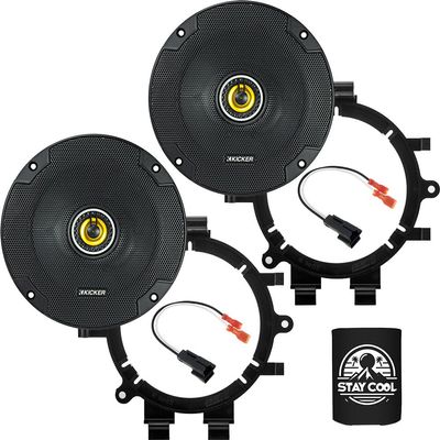 KICKER Speakers 6.5 inch for Cadillac Escalade ESV/EXT 1999-2006 Upgrade Kit - Pair of CS Series with Adapters and Harness, Coaxial 6 1/2 Car Audio Front Door Speaker CSC65, 46CSC654