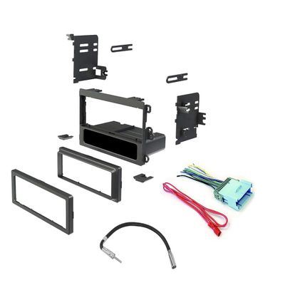 1992-2010 Single DIN Car Stereo Compatible with Select Buick, Cadillac, Geo, GMC, Chevrolet, Hummer, Pontiac, Oldsmobile, Honda, Toyota Installation Dash Kit (Dash Kit + Harness + Antenna Adapter)