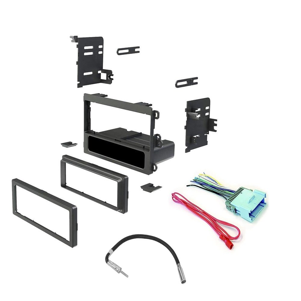 1992-2010 Single DIN Car Stereo Compatible with Select Buick, Cadillac, Geo, GMC, Chevrolet, Hummer, Pontiac, Oldsmobile, Honda, Toyota Installation Dash Kit (Dash Kit + Harness + Antenna Adapter)