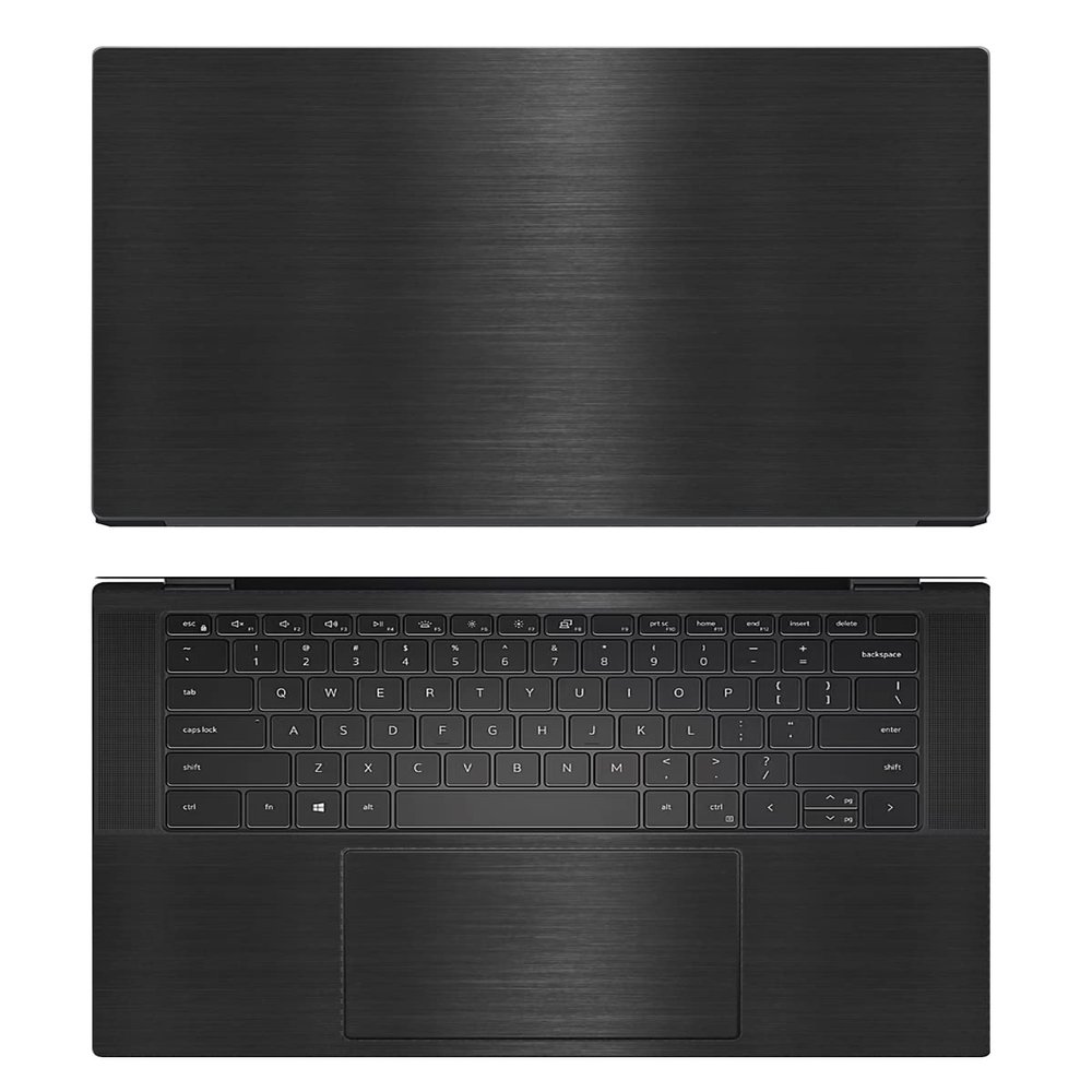 Decalrus - Protective Decal for The Dell Precision 5000 5570 (15.6" Screen) Laptop Black Texture Brushed Aluminum Vinyl Cover wrap BAdellPrecision15_5570Back