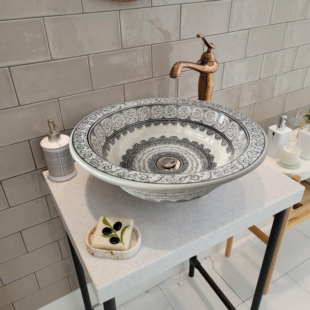 Bathroom Spiral Vessel Sink, Ceramic Countertop Basin, Wash Bowl, Master Bath Vanity Countertop Washbasin, Bathroom Remodeling, Lavatory