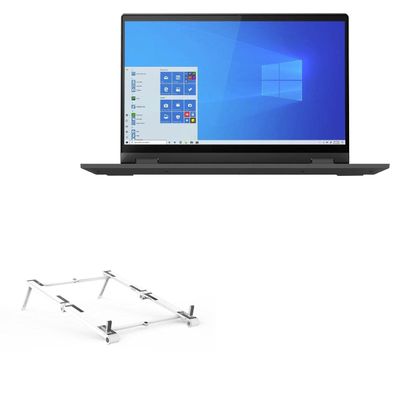 BoxWave Stand and Mount Compatible with Lenovo IdeaPad Flex 5 (14 in - 81X1) - Pocket Aluminum Stand 3-in-1, Portable Multi Angle Viewing Riser - Metallic Silver