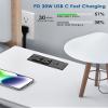Recessed Power Strip USB C PD 30W Fast Charging,Flush Mount Desk Recessed Outlet,Space-Saver for Furniture Side Table,2 USB Ports,2 AC Outlets,6ft Cord,Ultra Thin Flat Plug view 2