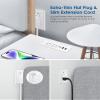 Recessed Power Strip with 30W USB C,Ultra Thin Flat Plug Power Strip,2 Outlets 4 USB Ports,Furniture Flush Mount Desk Outlet,Recessed Outlet for Side Table/Sofa Table,6ft Cord (White) view 2