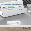Recessed Power Strip with 30W USB C,Ultra Thin Flat Plug Power Strip,2 Outlets 4 USB Ports,Furniture Flush Mount Desk Outlet,Recessed Outlet for Side Table/Sofa Table,6ft Cord (White) view 3