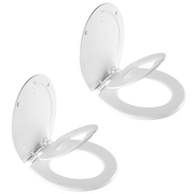 Mayfair NextStep2 Toilet Seat with Built-In Potty Training Seat, Slow-Close, Removable that will Never Loosen, Round, White, 2-Pack