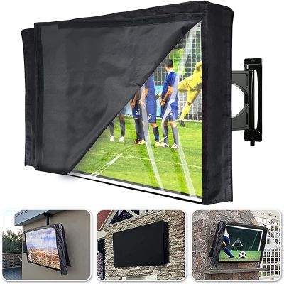 HOMEYA Outdoor TV Cover 39-40 Inch With Clear Scratch Resistant Front Flap, Bottom Cover, 600D Weatherproof & Waterproof Screen Protector, Fits Most Mounts Stands With Remote Controller Pocket