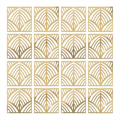 Melairya Mirror Wall Stickers, Removable Furniture Mirror Stickers, DIY Mirror Plastic Tile Stickers for Cabinet Wall Decor (Color : Gold, Size : 20x20cm-16pcs)
