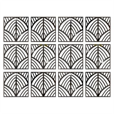 Melairya Mirror Wall Stickers, Removable Furniture Mirror Stickers, DIY Mirror Plastic Tile Stickers for Cabinet Wall Decor (Color : Black, Size : 27x27cm-12pcs)